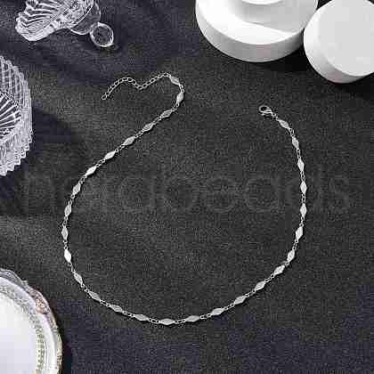 304 Stainless Steel Rhombus Link Chain Necklaces NJEW-JN05205-02-1