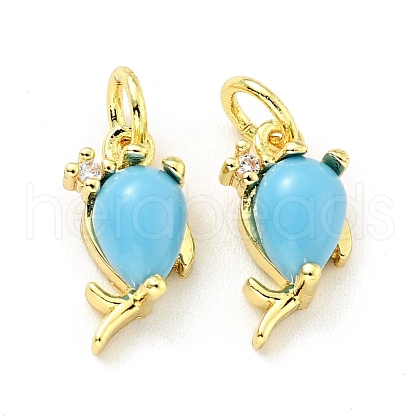 Eco-friendly Brass Micro Pave Cubic Zirconia Pendants KK-D080-30G-1