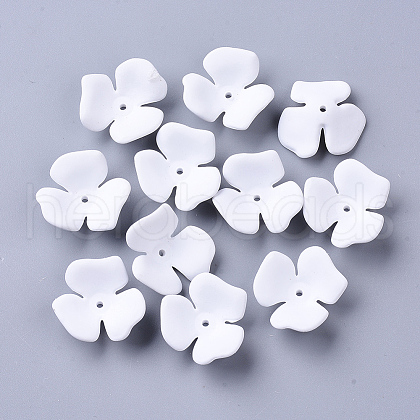 3-Petal Spray Painted Acrylic Bead Caps X-MACR-N007-01G-1