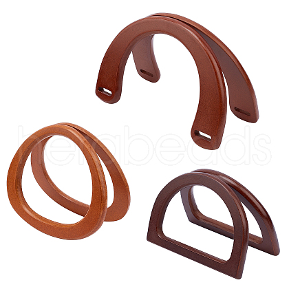 CHGCRAFT 6 Pcs 3 Styles Dyed Wood Bag Handles WOOD-CA0001-19-1