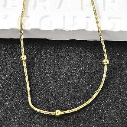 3MM Brass Round Ball Snake Chain Necklaces NJEW-M108-03G-1