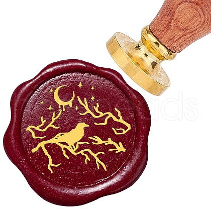 Brass Wax Seal Stamps with Wood Handle AJEW-WH0412-0134-1