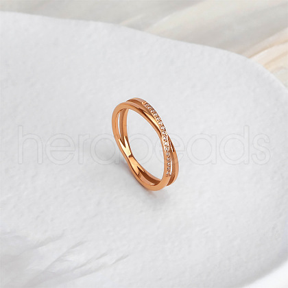 304 Stainless Steel Micro Pave Clear Cubic Zirconia Finger Rings for Women FS-WG1B662-04-1