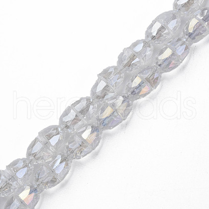Electroplate Transparent Glass Beads Strands EGLA-N002-35-C02-1