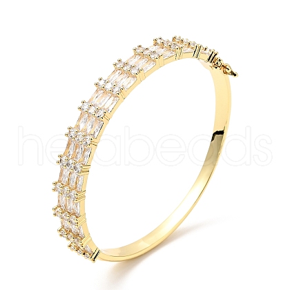 Clear Cubic Zirconia Hinged Bangle BJEW-J165-17G-1