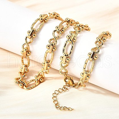 304 Stainless Steel Oval Textured Infinity Link Chain Necklaces for Women Men NJEW-K249-20A-G-1