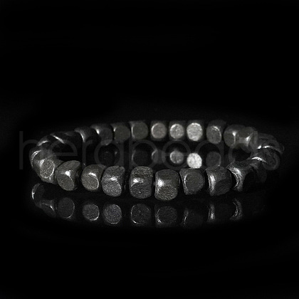 European & American Style Black Wooden Beads Stretch Bracelets for Men EE7817-1