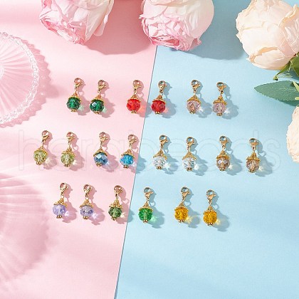20Pcs 10 Colors Round Glass Pendants Decorations HJEW-JM03406-01-1