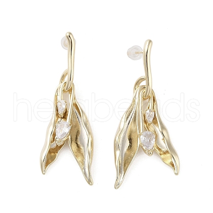 Brass Micro Pave Cubic Zirconia Stud Earrings EJEW-B046-05G-1