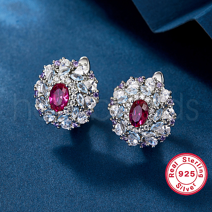 Elegant S925 Silver Floral Earrings with Diamonds WM8786-3-1