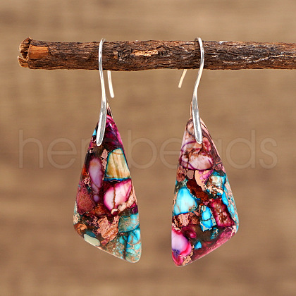 Imperial Jasper Slanting Shape Dangle Earrings PI0276-2-1