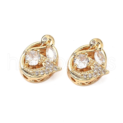 Brass Micro Pave Cubic Zirconia Beads KK-A259-09G-1