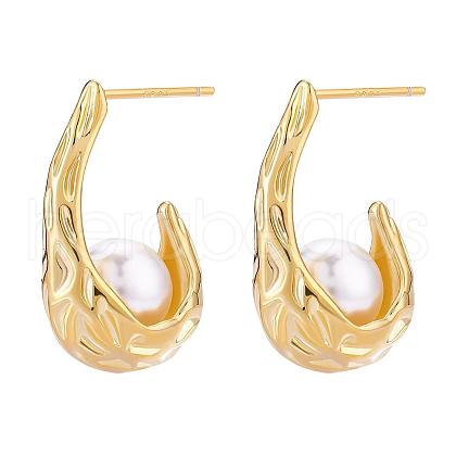 Natural Pearl Teardrop Stud Earrings JE1078A-1