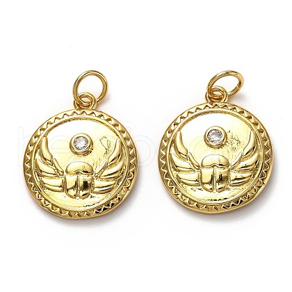 Brass Micro Pave Clear Cubic Zirconia Pendants KK-B028-06G-1