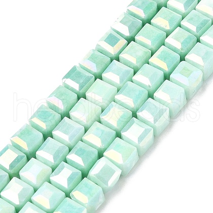 Electroplate Opauqe Glass Beads Strands EGLA-U004-02F-1