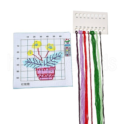 Flower Pattern DIY Cross Stitch Beginner Kits DIY-NH0004-05-1