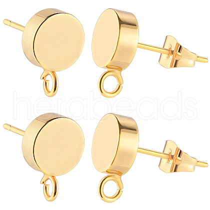 Beebeecraft 20Pcs Flat Round Brass Stud Earring Findings KK-BBC0013-96D-1