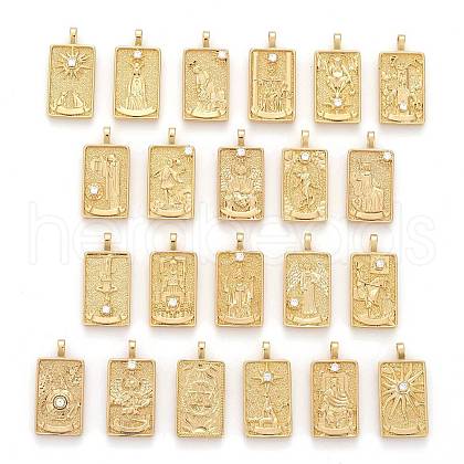 Brass Micro Pave Clear Cubic Zirconia Pendants ZIRC-Z004-01-1