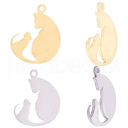 20Pcs 2 Colors 304 Stainless Steel Pendants STAS-SZ0003-15-1