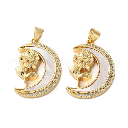 Brass Micro Pave Cubic Zirconia Pendants KK-U070-03A-G-1