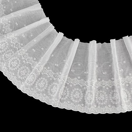 BENECREAT 3 Yards Cotton Embroidered Flower Lace Trim OCOR-BC0007-44-1