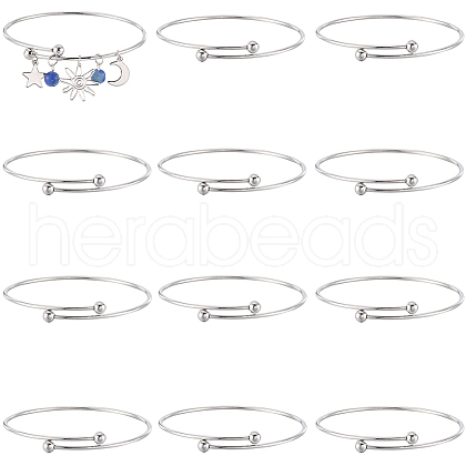 SUNNYCLUE 12Pcs Adjustable 304 Stainless Steel Wire Cuff Bangle Making MAK-SC0001-19-1