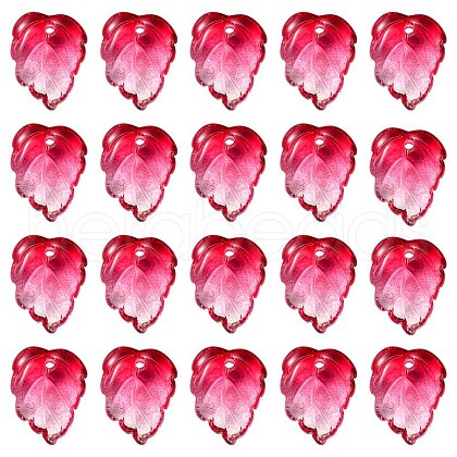 Autumn Theme Two-Tone Transparent Glass Charms GLAA-YW0001-53D-1