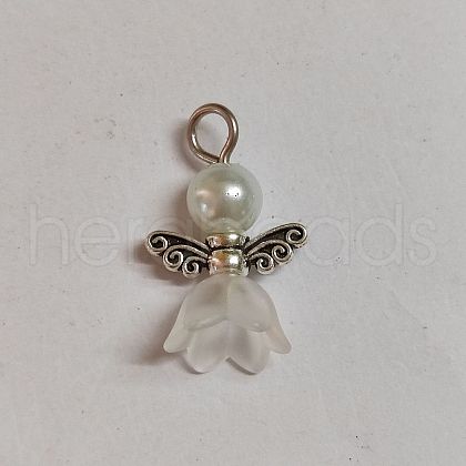 Angel Frosted Acrylic Pendants PALLOY-TAC0044-05-1