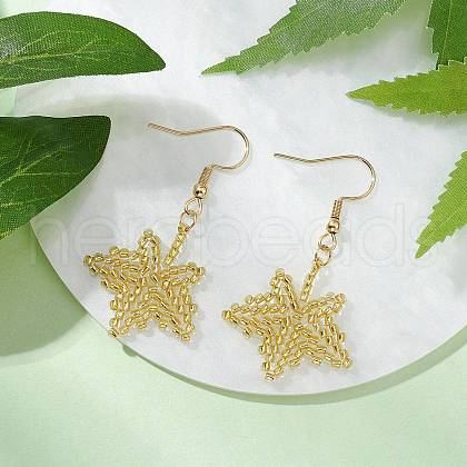 Glass Seed Beads Dangle Earrings EJEW-MZ00400-02-1