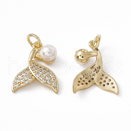 Rack Plating Brass Cubic Zirconia Pendants KK-M236-14G-1