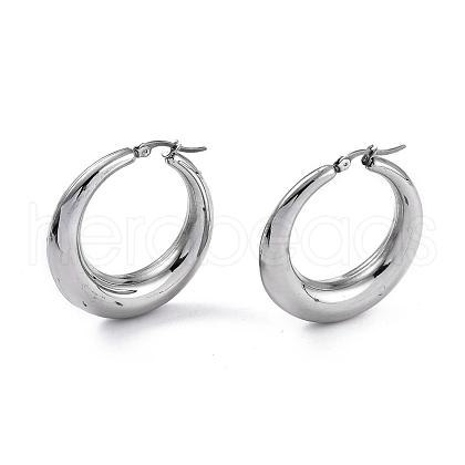 Ring 304 Stainless Steel Hoop Earrings EJEW-O032-02P-1