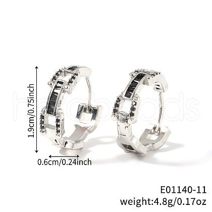 Fashionable Brass Cubic Zirconia Ring Hoop Earrings DR3389-9-1