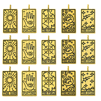 15Pcs 5 Styles Tibetan Style Alloy Pendants TIBEP-YW0001-76AG-1