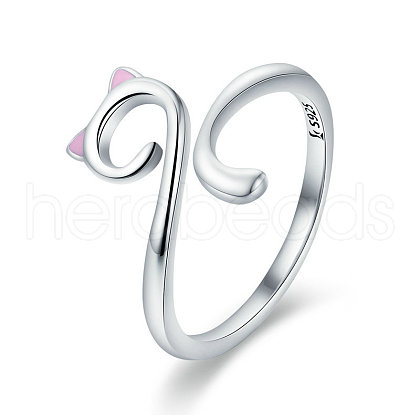 Adjustable 925 Sterling Silver Enamel Finger Cuff Rings RJEW-FF0007-19AS-1
