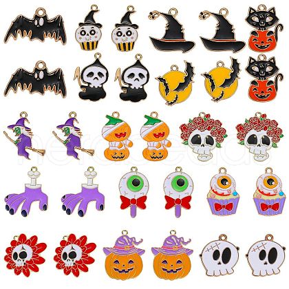 30Pcs 15 Style Halloween Alloy Enamel Pendants Sets ENAM-SZ0004-16-1