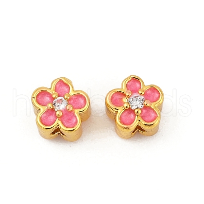 Brass Clear Cubic Zirconia Beads KK-Q081-09A-MG-1