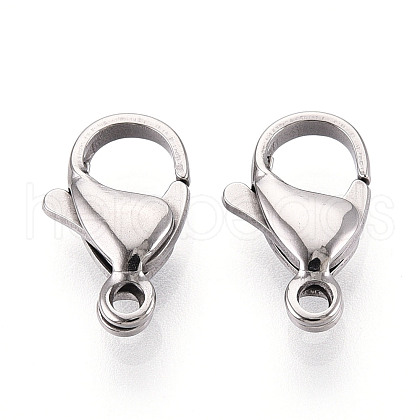 304 Stainless Steel Lobster Claw Clasps STAS-T065-13mm-34P-1