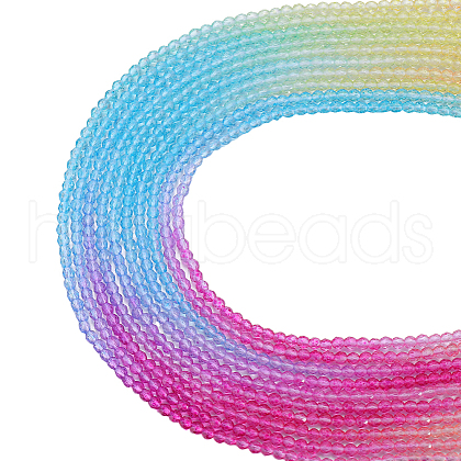 SUNNYCLUE 12 Strands Transparent Gradient Color Glass Beads Strands GLAA-SC0002-01-1