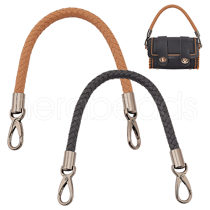   2Pcs 2 Colors Braided Imitation Leather Bag Straps FIND-PH0017-31B-1