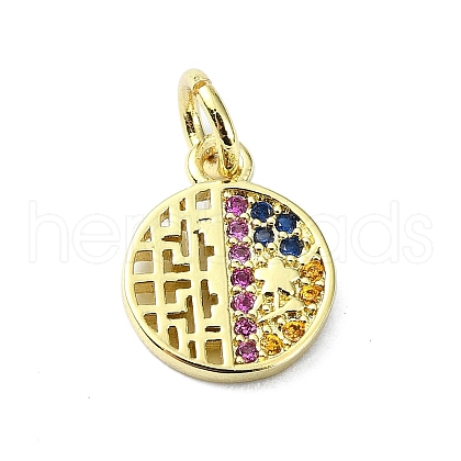 Brass Micro Pave Colorful Cubic Zirconia Pendants KK-H475-18G-03-1