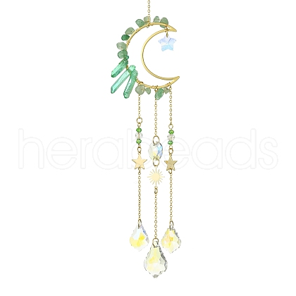 Moon & Star Brass Hanging Ornaments HJEW-JM01478-03-1