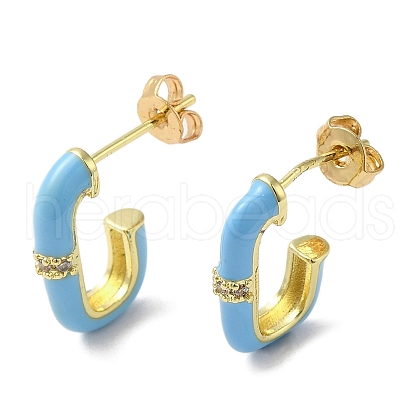 Real 18K Gold Plated Brass Oval Stud Earrings EJEW-L268-020G-04-1