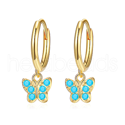 Elegant S925 Sterling Silver Butterfly Hoop Earrings BR6455-9-1