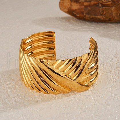 304 Stainless Steel Cuff Bangles for Women BJEW-Z109-07G-1