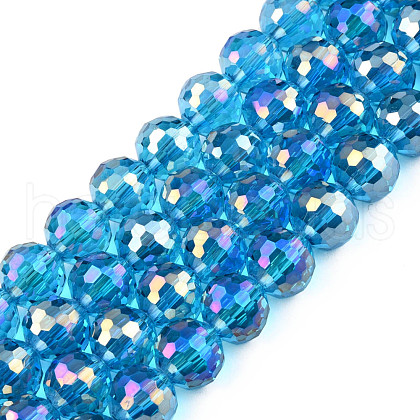 Electroplate Transparent Glass Beads Strands EGLA-N002-46-H06-1