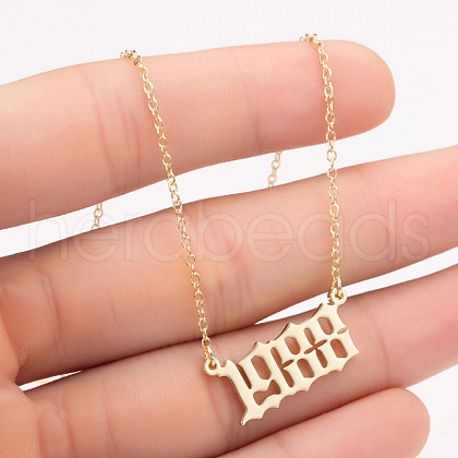 1988 Birth Year Number 201 Stainless Steel Pendant Cable Chain Necklaces FS-WGB5F08-04-1