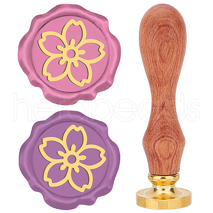 Brass Wax Seal Stamps with Wood Handle AJEW-WH0412-0085-1