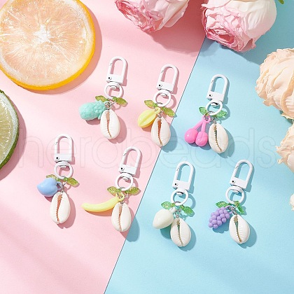 Acrylic Fruits & Shell Pendant Decorations HJEW-JM03300-1