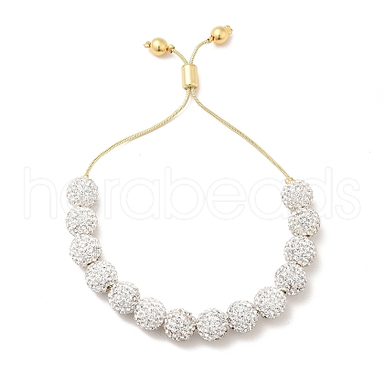 Rhinestone Round Beaded Slider Bracelets BJEW-E016-01G-01-1