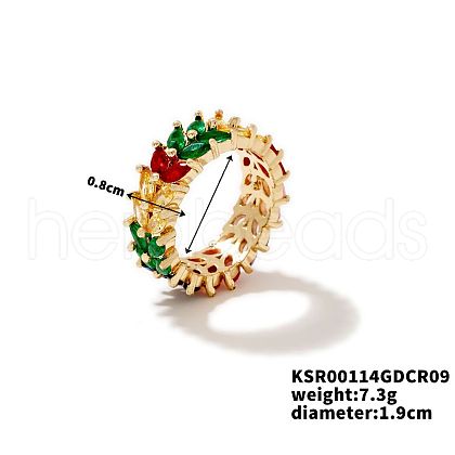 Chic Western Hip-hop Double-row Brass Rhinestone Ring Jewelry for Women JJ2699-7-1